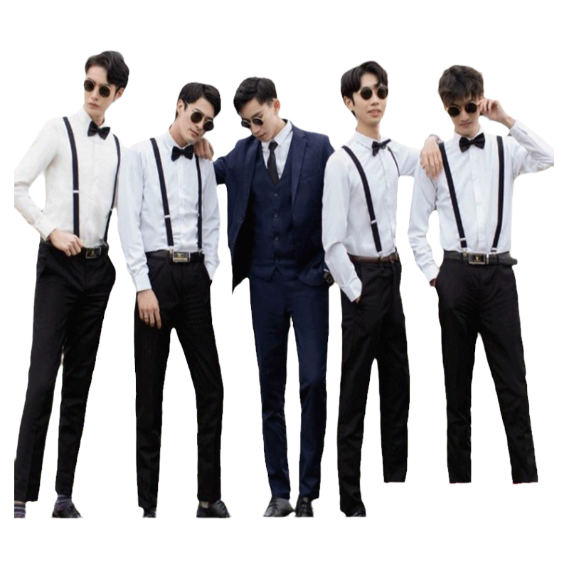 加肥加大男士婚礼伴郎服套装宽松衬衫西裤兄弟装团礼服大码
