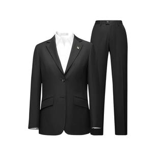 HLA/海澜之家平驳领西服套装26春季胸针点缀通勤风纯色套西女装