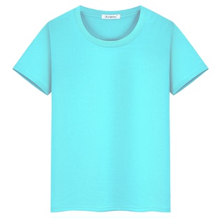 纯棉短袖男宽松纯色圆领T恤活动聚会DIY文化衫印字LOGO广告衫定制