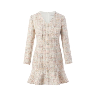 朗姿集团LIME莱茵粗花呢连衣裙流光溢彩优雅气质小香风25秋季新款