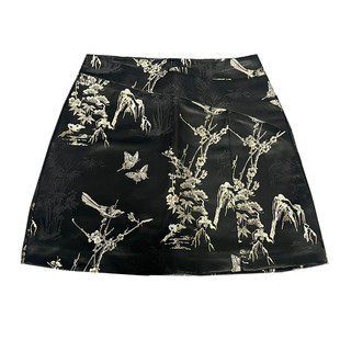 新中式国风刺绣半身裙女春夏大码高腰a字显瘦短裙复古提花包臀裙