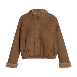 韩版复古皮毛一体羊羔毛外套女冬季巨保暖百搭显瘦麂皮绒休闲上衣