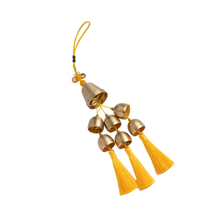 五黄二黑黄铜铃铛风铃挂饰家居房间大门装饰品平安挂件中式风2026