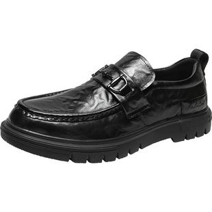 木林森男鞋2025秋季新款真皮男士豆豆鞋男款休闲皮鞋男软底乐福鞋