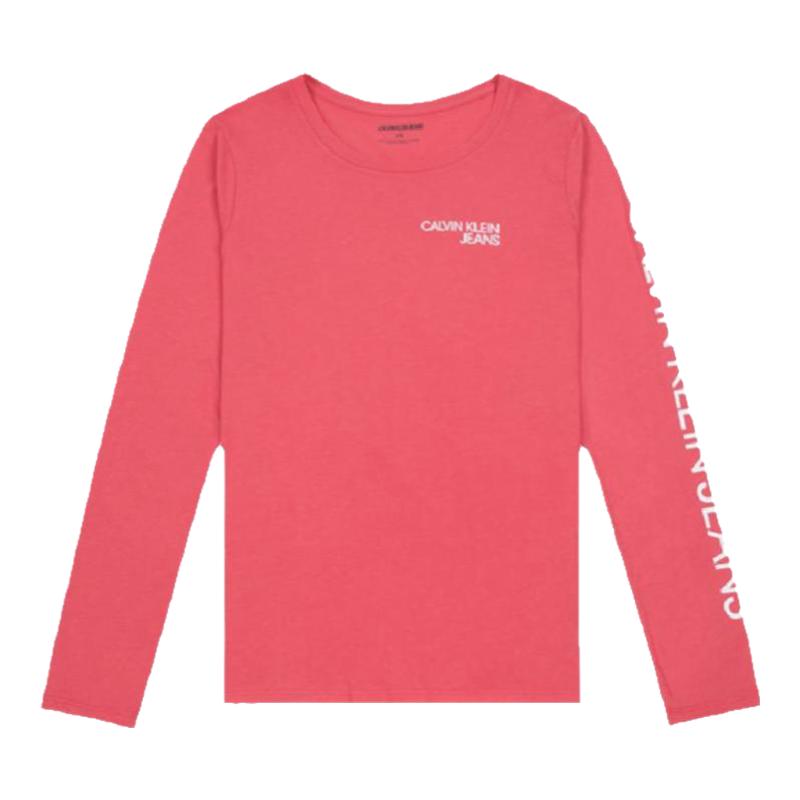 断码清仓】Calvin Klein/CK女士印花Logo休闲长袖T恤莫代尔打底衫