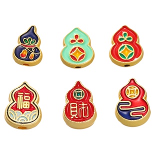 双面中国风沙金葫芦隔珠diy饰品配件 直孔串珠亚金吉祥红绳配珠