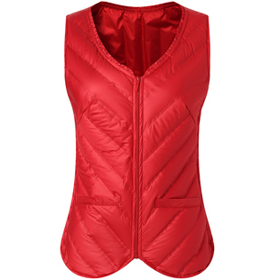 无缝羽绒马甲女冬季轻薄内穿修身保暖短款羽绒服大码羽绒背心马夹