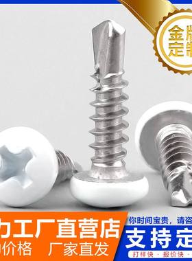 白色烤漆沉头盘头大扁头倒边内六角螺丝410不锈钢自攻自钻燕尾钉