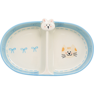 釉下彩餐具套装可爱的立体分格盘子家用菜盘甜品盘手绘饭碗酸奶碗