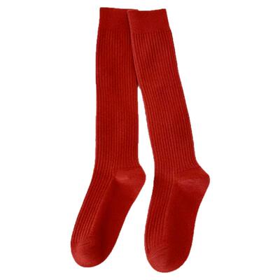 洞洞妖红色羊绒小腿袜女