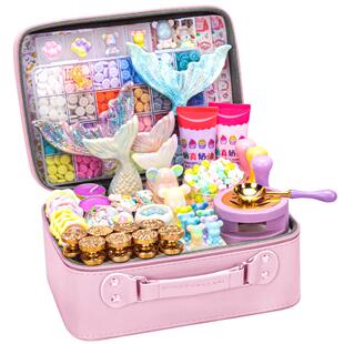 火漆印章套装流体熊女孩玩具全套咕卡奶油胶流沙砖贴纸蜡粒电熔炉儿童女童diy手工材料气包星器机果模具硅胶