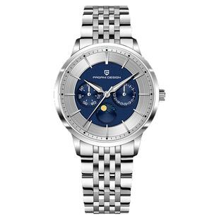 PAGANIDESIGN伯佳尼石英手表男多功能星期夜光防水精钢男表PD1795