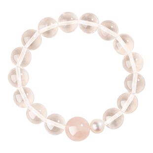 五台山招正缘旺人缘手串女天然粉水晶淡水珍珠白水晶手链生日礼物