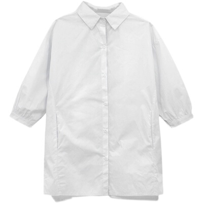 慵懒风白色衬衫女宽松中长款衬衣