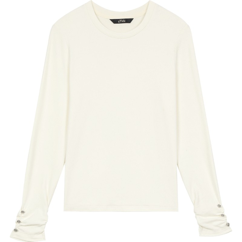 妖精的口袋亮闪白色长袖t恤女2026年早春新款百搭宽松打底衫上衣