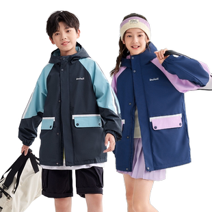 水孩儿男童外套加绒女童春秋冬装儿童宝宝大童保暖工装防风上衣