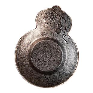 合金日式葫芦杯托茶托茶道配件茶杯垫功夫茶具零配复古中式茶杯托