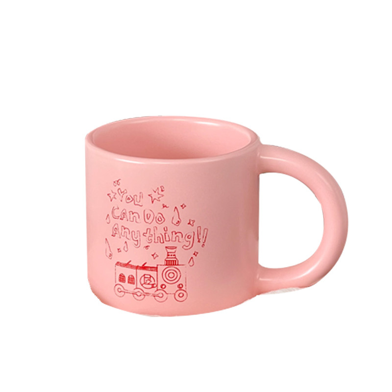 粉色陶瓷马克杯礼物原创咖啡杯