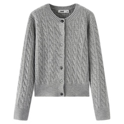 森马法式绞花内搭短款针织开衫女