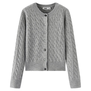 商场同款|森柔森马针织开衫女冬季短款绞花内搭2025新款法式毛衫