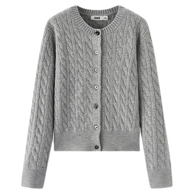 森马法式绞花内搭短款针织开衫女