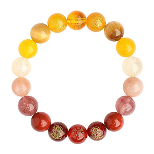 五行喜用缺补手串金土火木金水水木火土属性五路财神多宝水晶手链