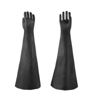 加长82厘米加厚耐磨喷砂箱手套橡胶荣之拓65cm带颗粒喷沙防护手套