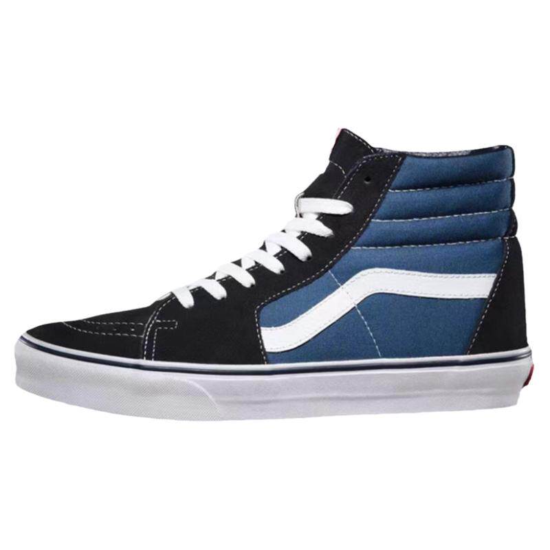 VANS男女高帮黑蓝帆布休闲板鞋