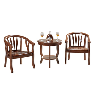 酒店客房围椅三件套宾馆橡木圈椅茶几中式单人实木洽谈民宿公寓椅