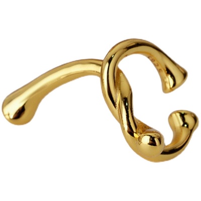 清仓S925纯银镀18K金打结不规则创意特别个性水滴无耳洞耳骨夹女