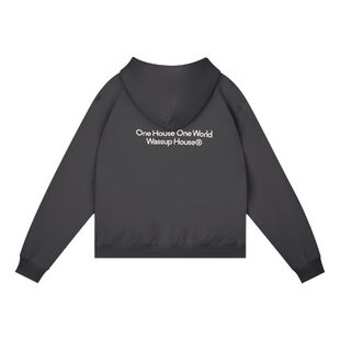 WassupHouse宽松印花连帽重磅卫衣男士潮流美式复古上衣情侣外套