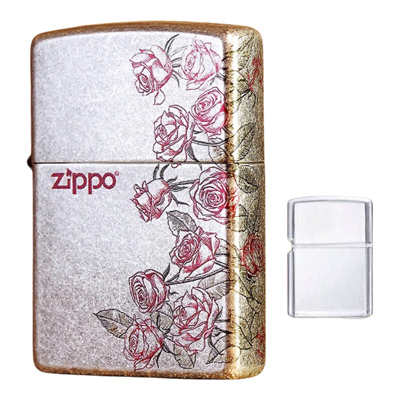 zippo古银玫瑰打火机官方正品2026年情人节送男朋友老公生日礼物