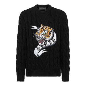 PHILIPP PLEIN 男士虎头TATTOO圆领套头针织毛衣