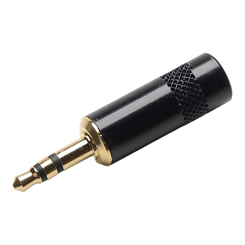 乐群光电jc231L-BG黑镀金3.5插头立体声耳机小三芯音频3.5毫米mm