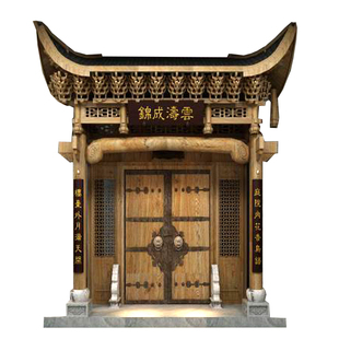 中式仿古屋檐东阳木雕实木古建飞檐假门头防腐木屋檐招牌定制门楼