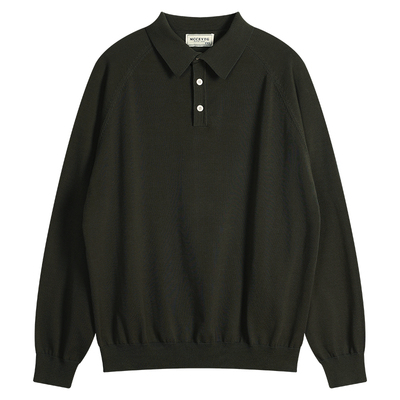 MCCEVTG意式马球polo衫男长袖针织t恤阿美咔叽复古美式青年春秋季
