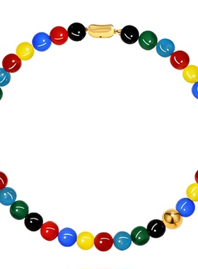 不掉色天然七彩玛瑙项链