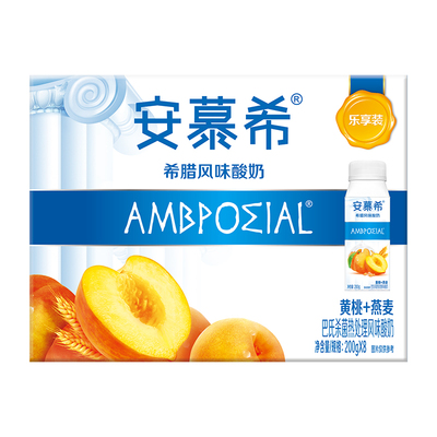 安慕希官方旗舰店黄桃燕麦酸奶200g*8