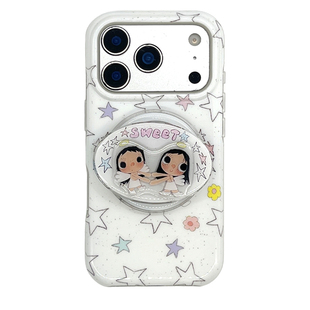 kaia日韩天使小玉yuy星星花朵适用苹果17promax手机壳iphone16pro新款13女14pro磁吸支架15pro全包防摔手机套
