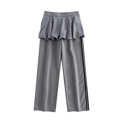 riverstone plus 芭蕾运动风假两件裙裤女春季侧条直筒阔腿长裤