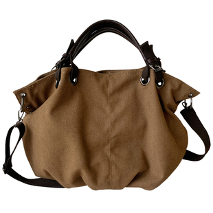 2026新款日系托特包女士大容量帆布袋复古通勤手提包单肩斜挎大包