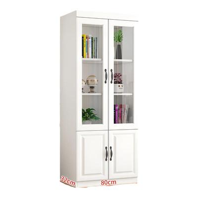 现代实木书柜收纳柜展示柜玻璃门