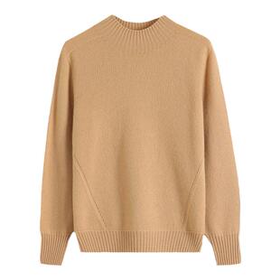 恒源祥半高领针织衫女纯羊毛衫秋冬无羊绒纯黑色套头内搭打底毛衣