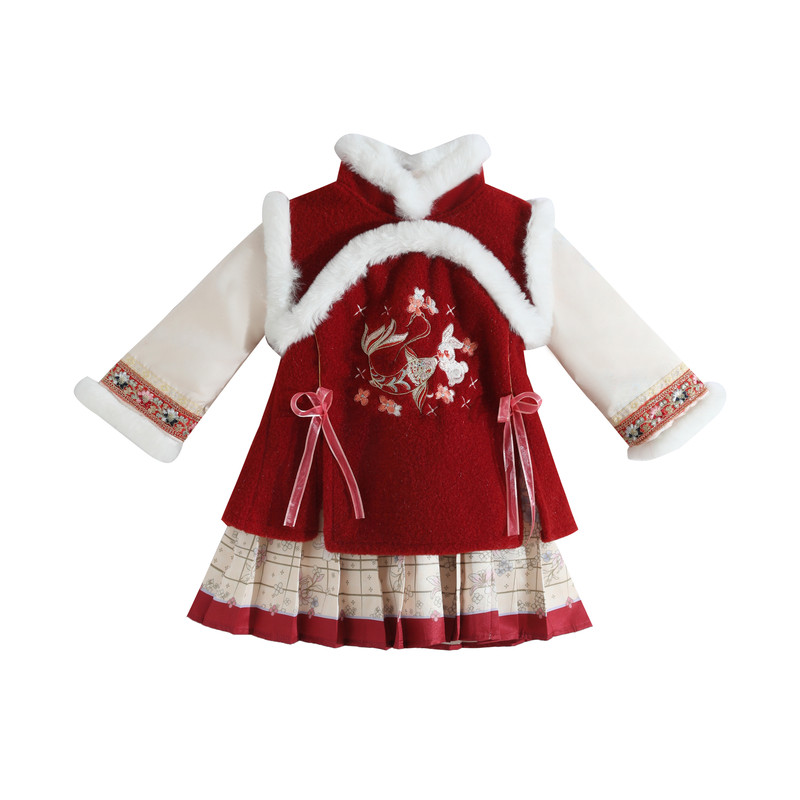 拜年服女童冬季2025新款汉服宝宝过新年衣服中式国风儿童冬装旗袍