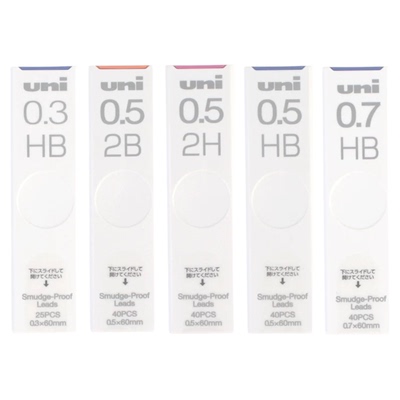 日本UNI三菱自动铅笔芯UL-S升级版防蹭脏0.5/0.3/0.7替芯Smudge Proof浓黑不晕染防污HB进口2H自动铅不断芯2B