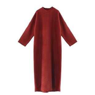美！高级订制气质显肤白新年红羊毛圈圈袍子连衣裙原创秋冬款宽松