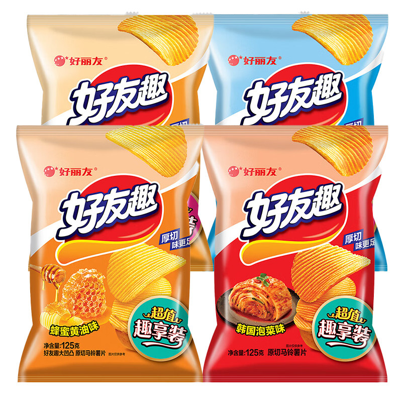 好丽友好友趣薯片125g泡菜味蜂蜜黄油味超大包礼包休闲零食小吃的