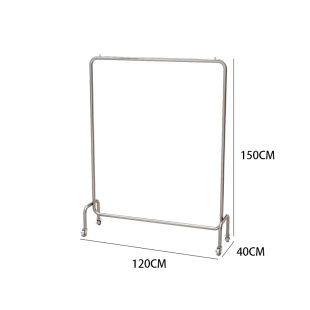 店拉丝银童装 服装 店展示架不锈钢落地式 中岛挂衣杆女装 带轮陈列架