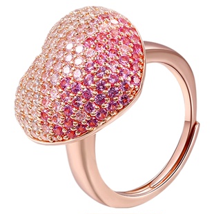 VITARING立体渐变粉色爱心开口戒指女心形戒指轻奢高级感七夕礼物
