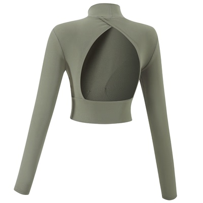 宋站含胸垫性感露脐健身上衣